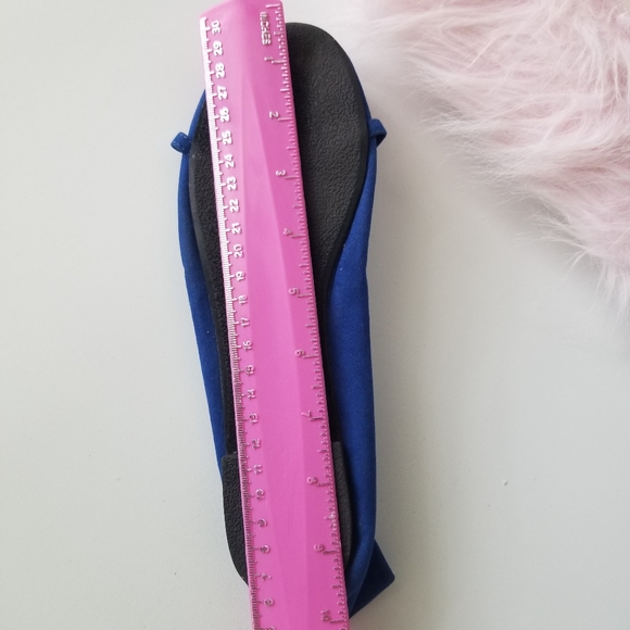 Cato Royal Blue Faux Suede Embellishments large Chungy Rhinstone Flat Ballerinas - Picture 10 of 11